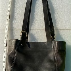 vintage BLACK LEATHER COACH BAG PURSE 