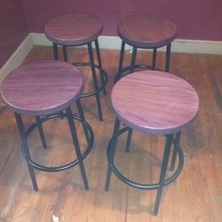 4 Purple Wooden Bar Stools
