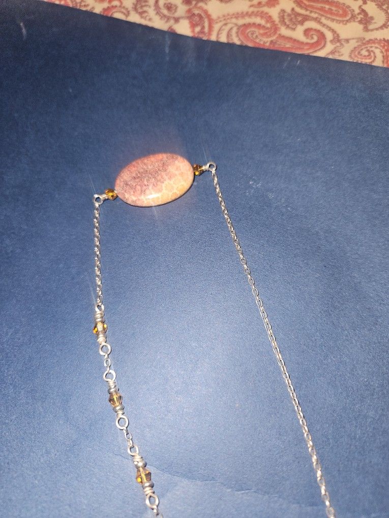 Sterling Silver Necklace With Rustic Rock