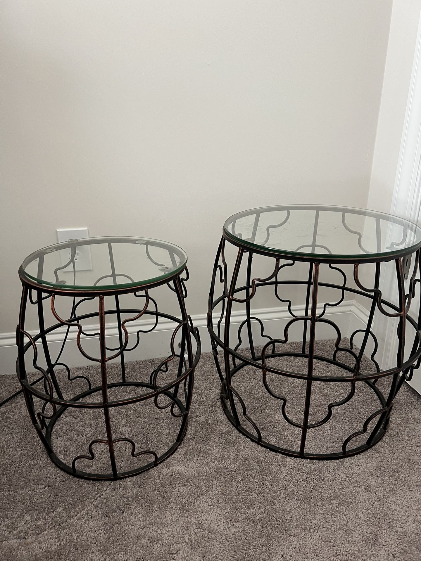 Decorative Glass Top Metal Side Table