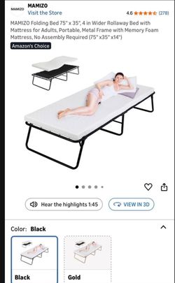 MAMIZO Folding Rollaway Bed with Memory Foam Mattress