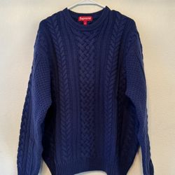 Supreme Applique Cable Knit Sweater Black Size Large FW23