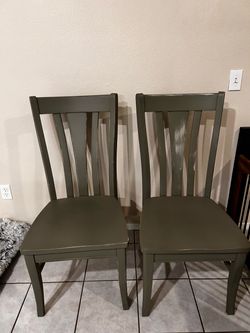 Set of 2 Gray Wood Dining Chairs
