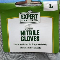 Expert Gardener Nitrile Gloves 3-Pack - Large