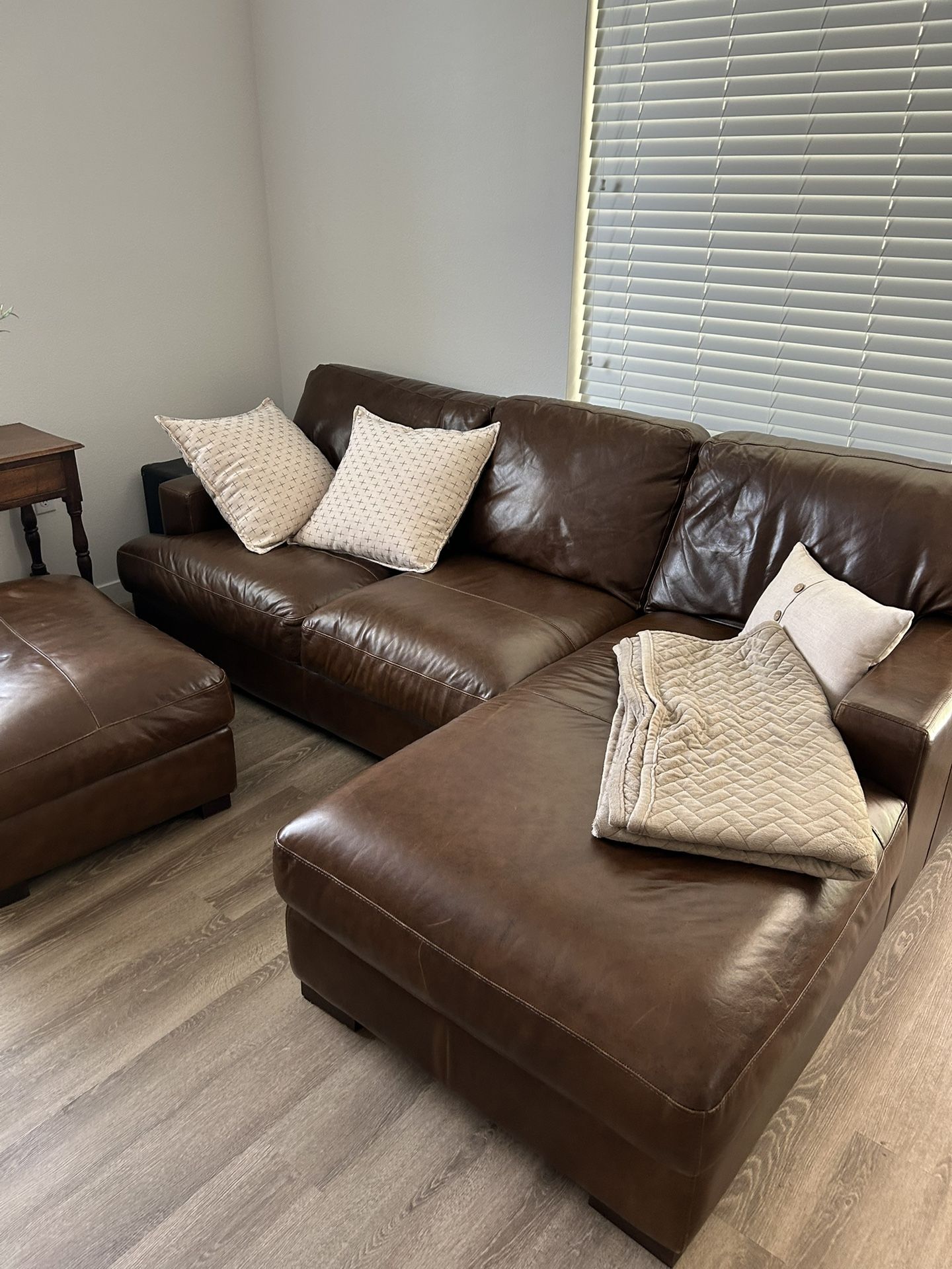 100% Brown Leather Couch Made In Italy
