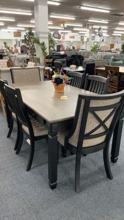 New storage table with 6 chairs