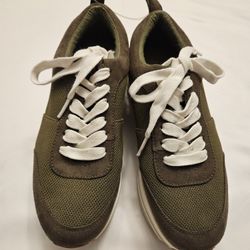 Zara Basic Collection Green Wedge Sneakers