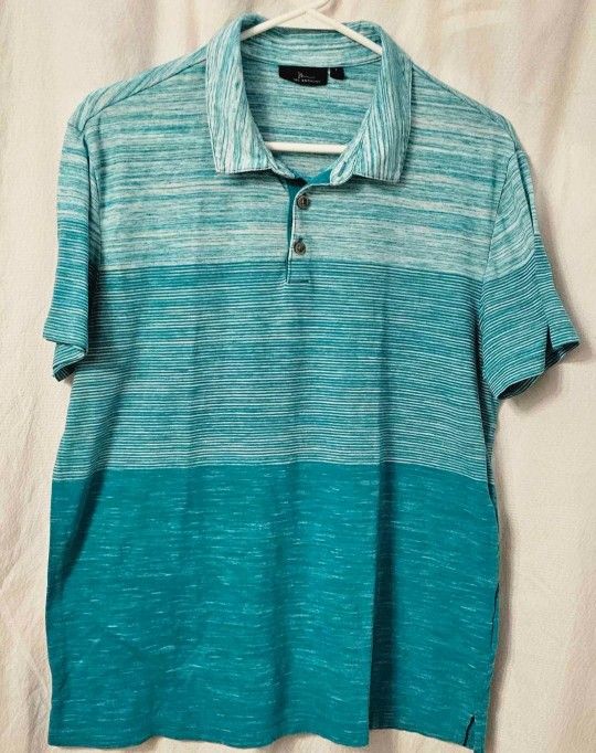 Men's or Boy's Marc Anthony White & Turquoise Polo Shirt Size L