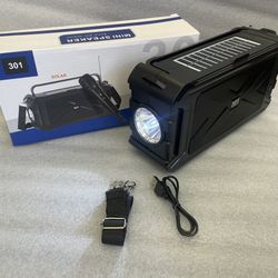 301 Portable Bluetooth Speaker with Solar Charge,Wireless Speaker Audio with Outdoor Emergency Flashlight