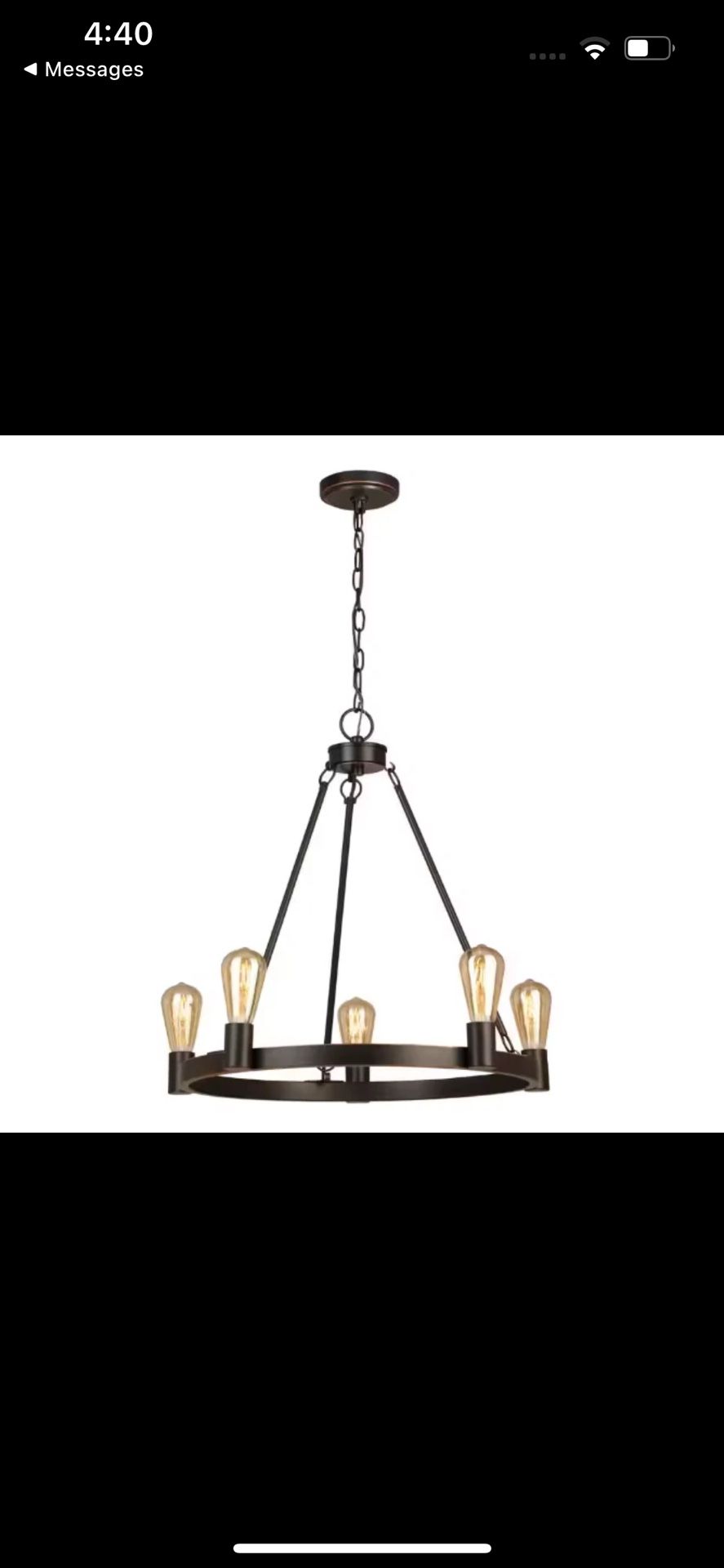 Hampton Bay Moreland 5-Light Oil-Rub Bronze Wagon Wheel Candlestick Chandelier