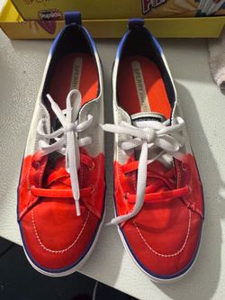 Sperry x Popsicle Women's Crest Vibe Firecracker Sneakers in red, white, and blue