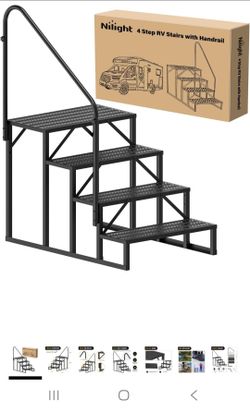 4 Step RV stairs with one side handrail