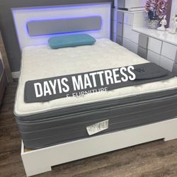Modern Bed Queen ✨🟣 Cama Nueva ✨🟣Additional Mattress Price 