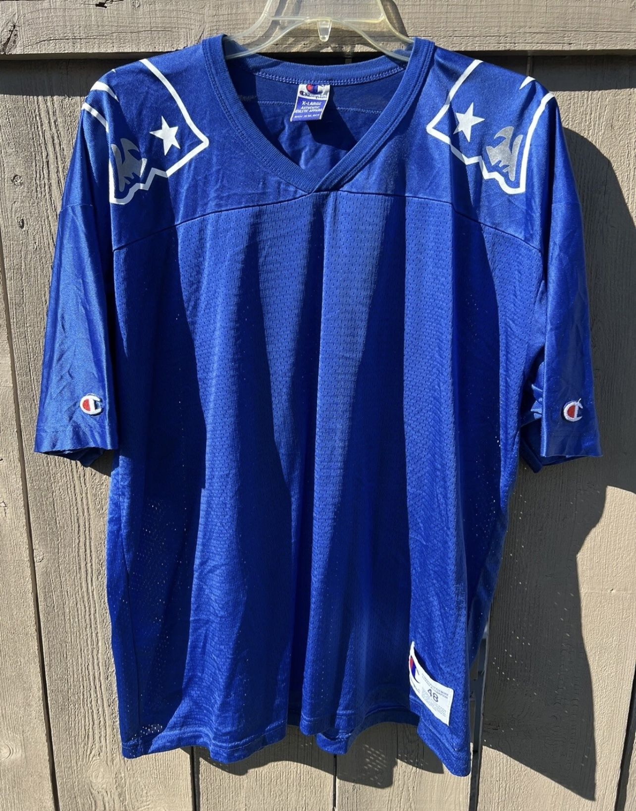 Vintage Authentic New England Patriots NFL Football Champion Blank Jersey 48 XL.