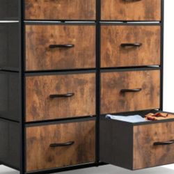 8-Drawer Bedroom Dresser Tower - Wooden Top, Thickened Frame, Fabric Storage Organizer for Closet, Hallway, Home - Sturdy, Space-Saving, Easy Assembly