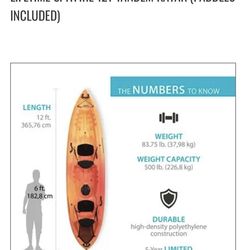 Two Person Tandem Yellow Kayak
