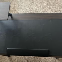 Heavy-Duty Dark Wood Desk with Premium Leather Mat and Padded Hand Rest
