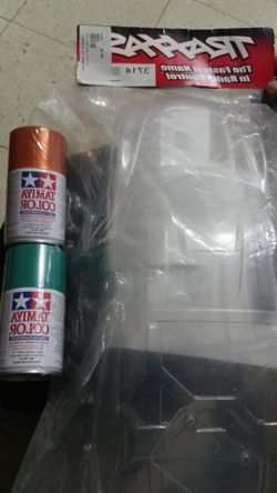 Traxxas 1:10 Scale 2wd Clear Body for Rustler VXL plus 2 Can Spray Paint all New items Asking $30 all Firm on Price