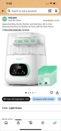MOLWAY Baby Bottle Washer, Sterilizer & Dryer – All-in-One