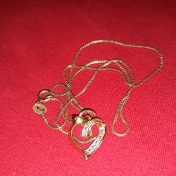Women's Vermeil Diamonds Heart Necklace 
