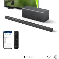 Saiyin Sound Bars for TV with Subwoofer,2.1CH Soundbar for TV,PC,Gaming, Surround Sound System for TV with Bluetooth/Optical/AUX Connection,17 Inch, W