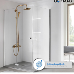 gotonovo Shower System Set with Hand Sprayer and Tub Spout Stainless Steel8 Inch black and chrome and gold bronze C47