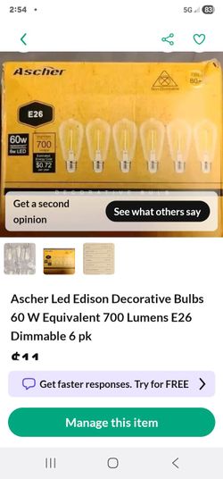 Ascher Led  Bulbs 60 W Equivalent 700 Lumens E26 Dimmable 6 pkt