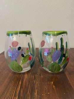 2 Hand  Painted Glasses 