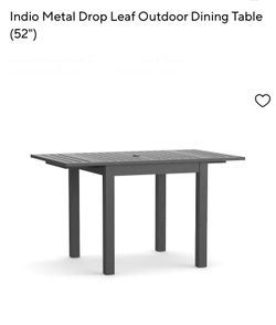 NEW IN BOX: Pottery Barn Indio Metal Drop Leaf Outdoor Dining Table (52"), 4 Chairs, and Outdoor Cover