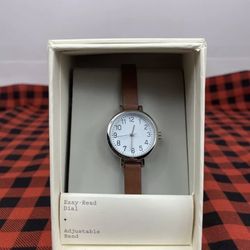 A New Day Easy Read Dial Adjustable Band Watch Womans Brown Free Shipping