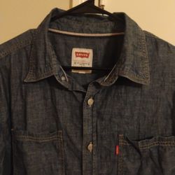 LEVI'S STRAUSS & CO. METAL BUTTON DENIM SHIRT REGULAR FIT MEN'S SIZE LARGE $30.00