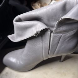 Gray leather Booty Boots