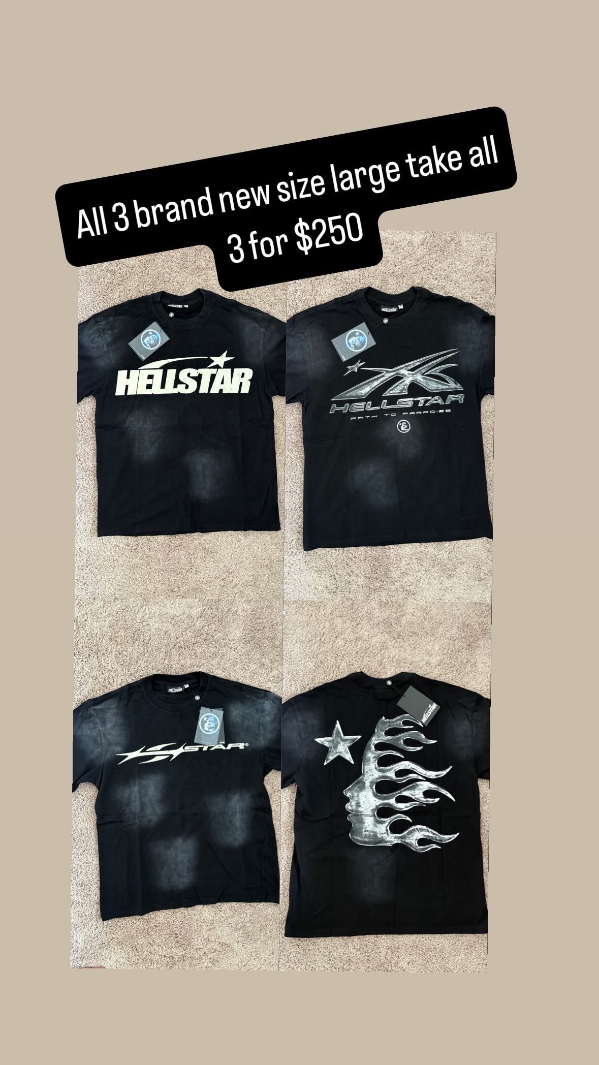 3 Hellstar Tee Shirts