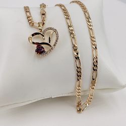 Corazón cristal mes,Cadena oró laminado italiano/Crystal Heart of the Month and Italian Gold Plated