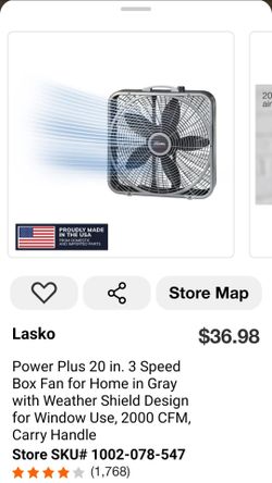Lasko Power Plus 20-Inch 3-Speed Box Fan