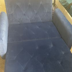 Small Blue Velvet Futon