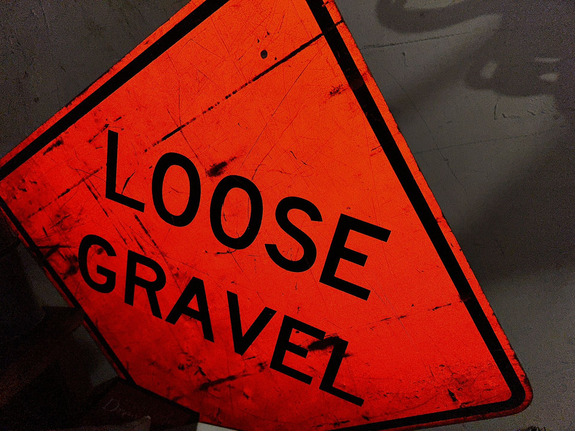 Vintage Loose Gravel Road Sign 
