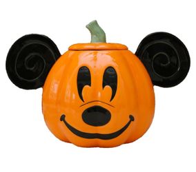 Disney Mickey Mouse Pumpkin Candy & Cookie Jar | Cute Ceramic Housewarming Gifts For Men and Women And Kids | Official Licensee