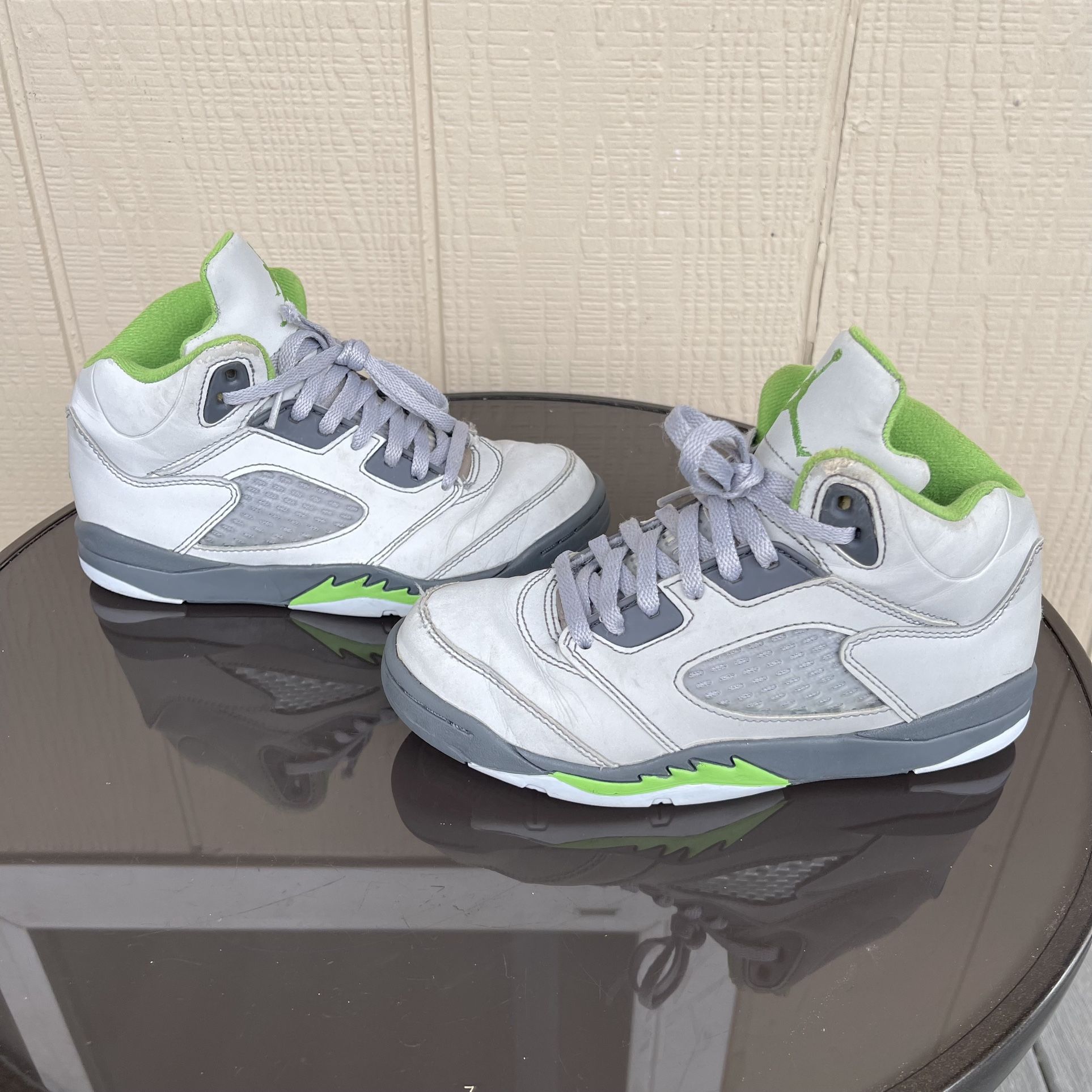 Pre- Owned Youth Jordan 5 Retro Green Bean Basketball Shoes DQ3735-003 Size 1Y