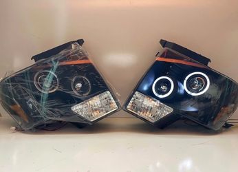 2009-2014 FORD F150 BLACK HALO LED HALOGEN HEADLIGHT PAIR