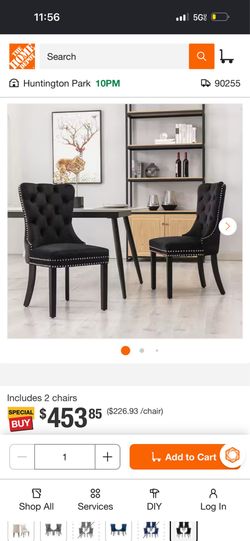 Black velvet tufted nailhead trim dining chairs (set of 4)