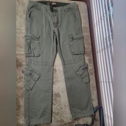 Matchstick green Multi Pocket Cargo Pants Size 38 Drawstring 