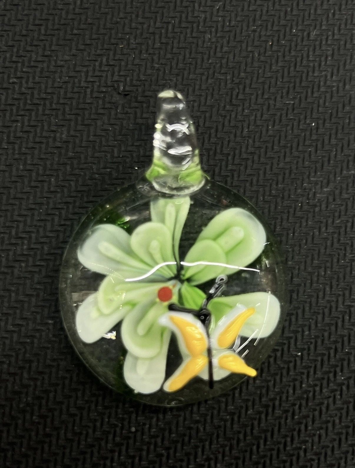 Hand blown Glass Necklace Pendant Flower-Style Art Piece