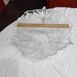 Etched Hibiscus Glass Bowl 