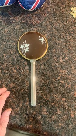 Vintage hand mirror silver & gold tone metal has not beed cleaned