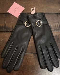 Kate Spade Black Leather Gloves, Size S
