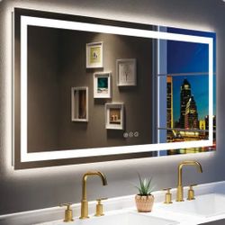 59x36 MIRROR Touch Button Bathroom Mirror 59 x 36 Switchable Color LED with Defogger