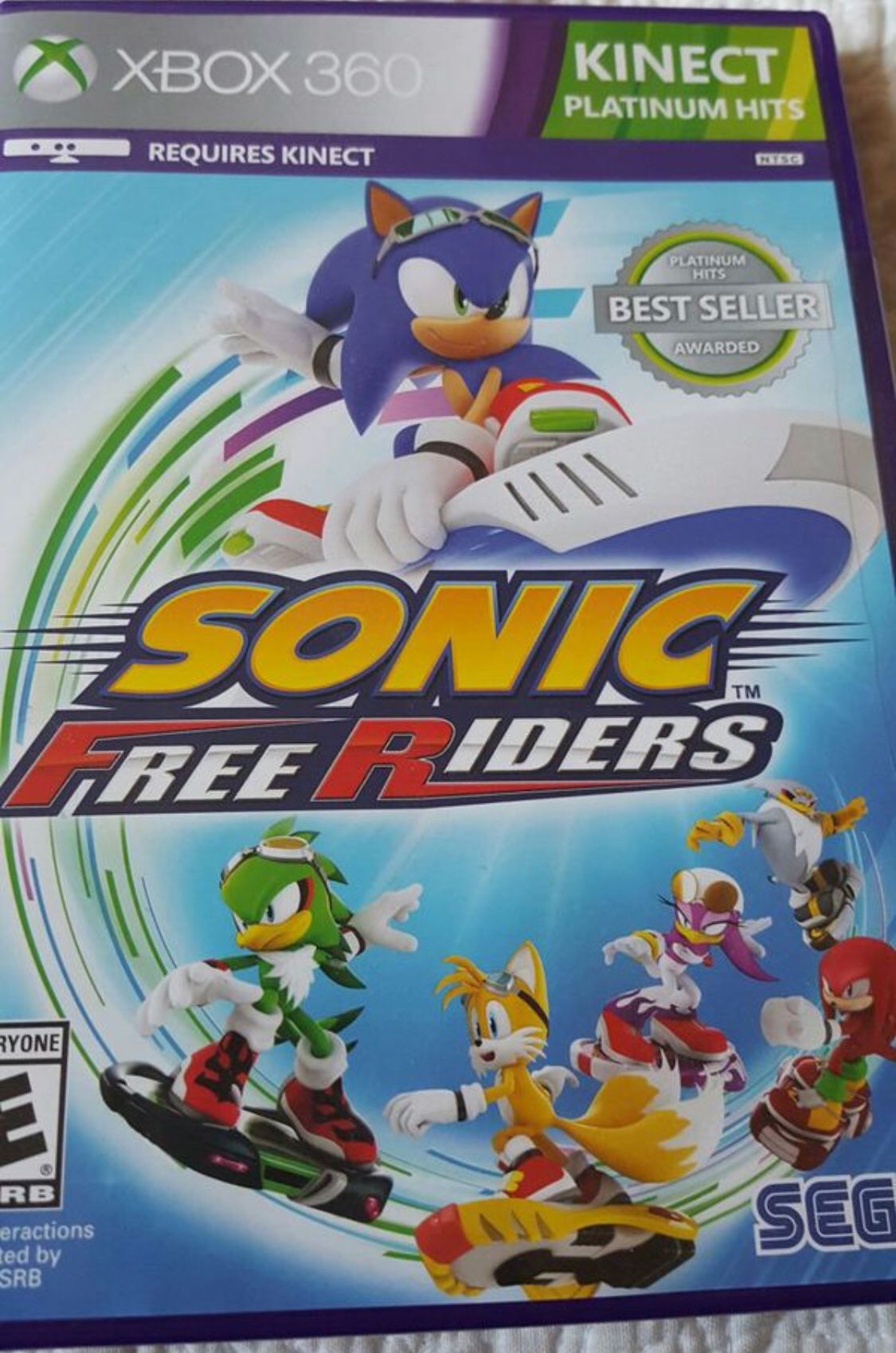 Sonic Free Riders Microsoft Xbox 360 Kinect Game Complete in box with Manual