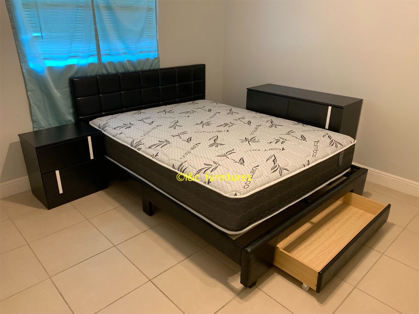 New 4 Piece Full Size Or Queen Bedroom Set Same Day Delivery. Bed Frame With Storage Night Stand Dresser And Mattress