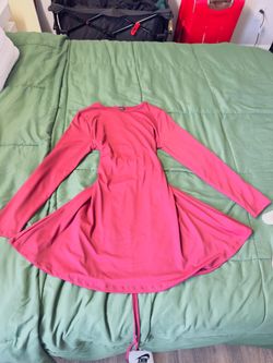 Pink Long Sleeve Skater Dress